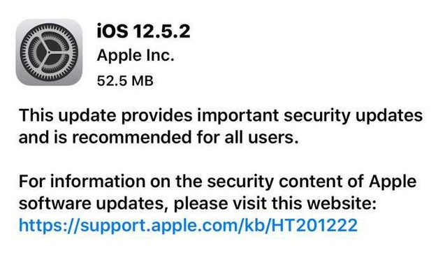 南安苹果手机维修分享iOS12.5.2发布，建议所有老苹果用户安装 